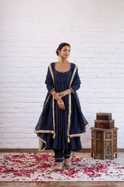 Wedding Wear Vichitra Silk Beads Work Anarkali Gown