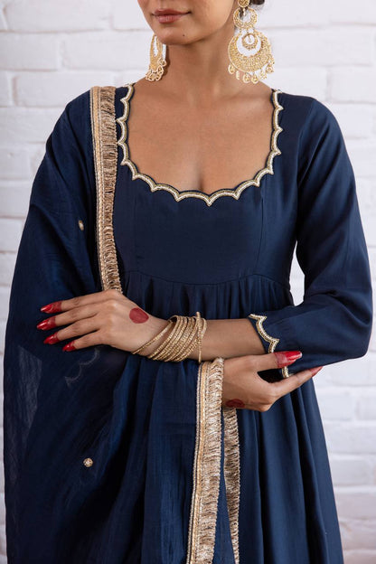Wedding Wear Vichitra Silk Beads Work Anarkali Gown