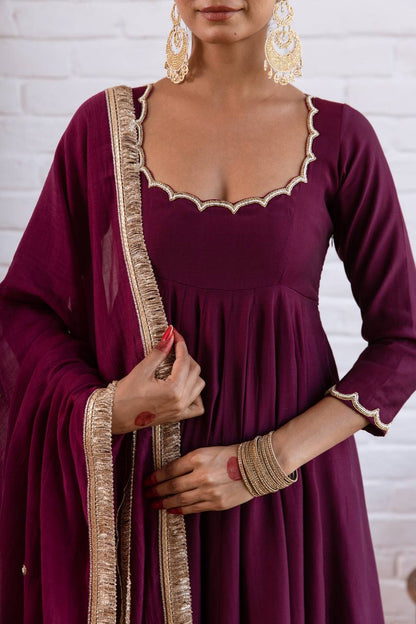 Wedding Wear Vichitra Silk Beads Work Anarkali Gown