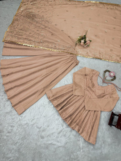 Wedding Wear Cream Color Tabby Organza With Mukesh Work Designer Palazzo Suit