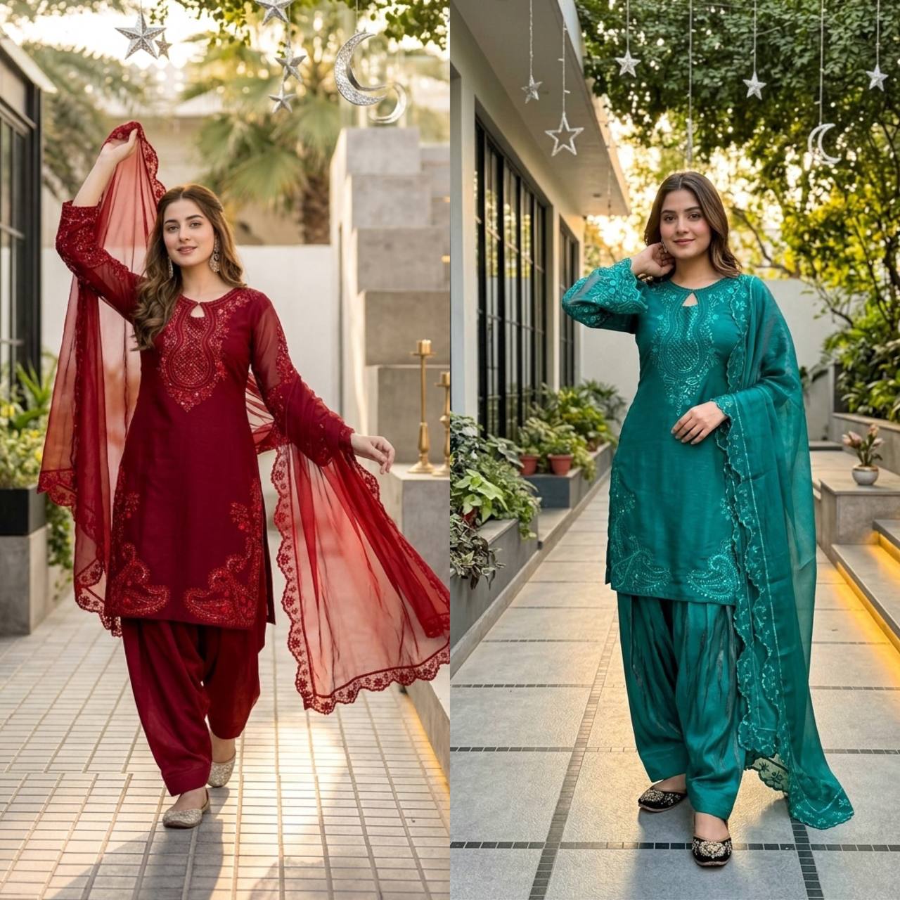 Ceremony Wear Sequence With Fancy Cut Work Palazzo Salwar Suit