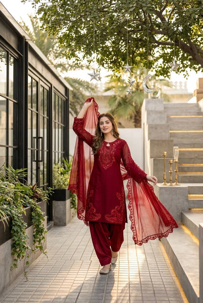 Ceremony Wear Sequence With Fancy Cut Work Palazzo Salwar Suit