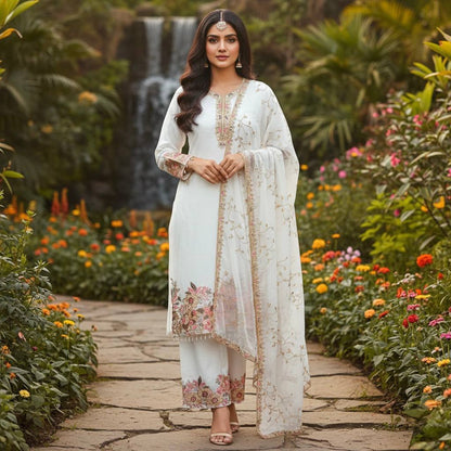 Luxury Faux Georgette Pearl Handwork Palazzo Set