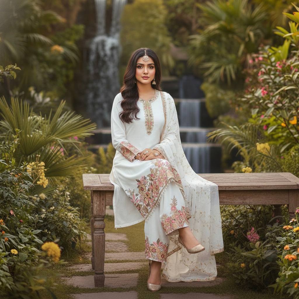 Luxury Faux Georgette Pearl Handwork Palazzo Set
