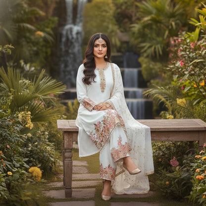 Luxury Faux Georgette Pearl Handwork Palazzo Set