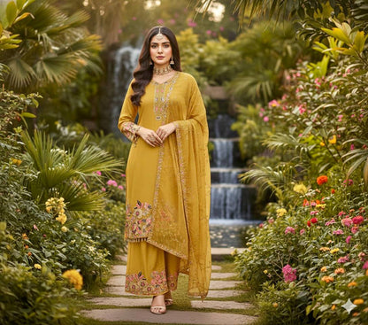 Luxury Faux Georgette Pearl Handwork Palazzo Set