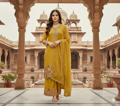 Luxury Faux Georgette Pearl Handwork Palazzo Set