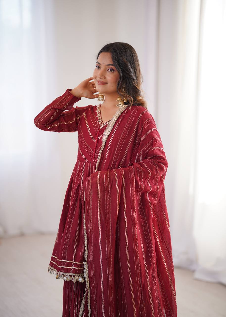 Arti Chauhan Wear Red Color Handwork Designer Sharara Suit