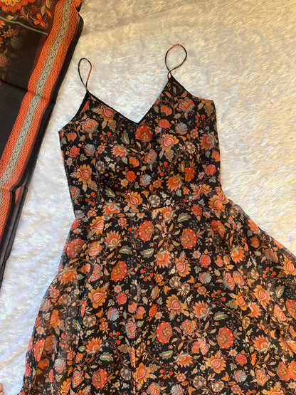 Function Wear Black Color Soft Organza Floral Printed Gown