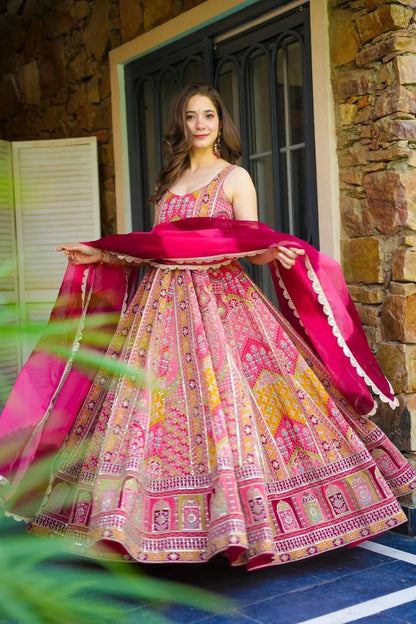 Bollywood Style Pure Jimmy Organza Silk Digital Printed Designer Anarkali Gown
