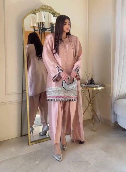 Casual Wear Dusty Pink Color Heavy Natural Creap