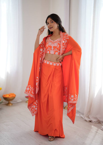 Arti Chauhan Wear Orange Color French Crepe Western Dhoti Set