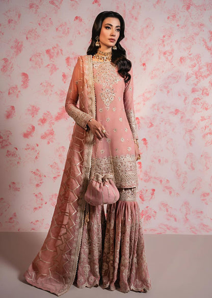 Alluring Peach Color Heavy Faux Georgette With Embroidery Sequence Work Sharara Suit