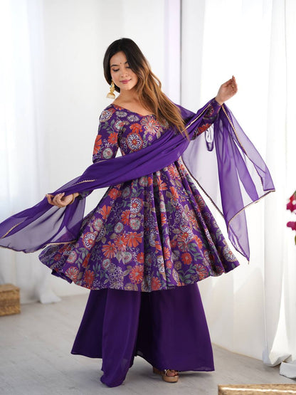 Party Wear Blue Color Designer Palazzo Suit