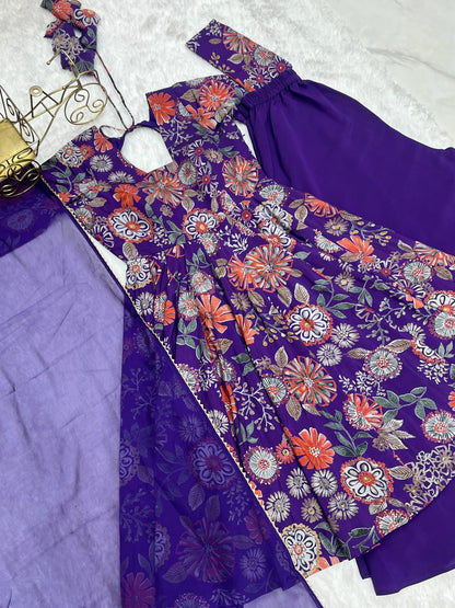 Party Wear Blue Color Designer Palazzo Suit