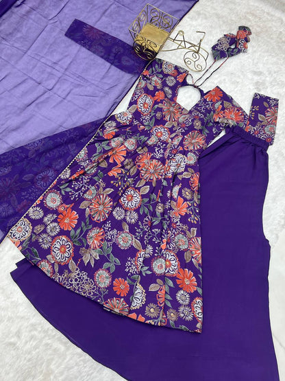 Party Wear Blue Color Designer Palazzo Suit