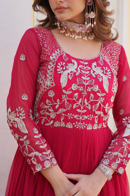 Festive Wear Pink Color Faux Georgette And Sequence Work Beautiful Gown