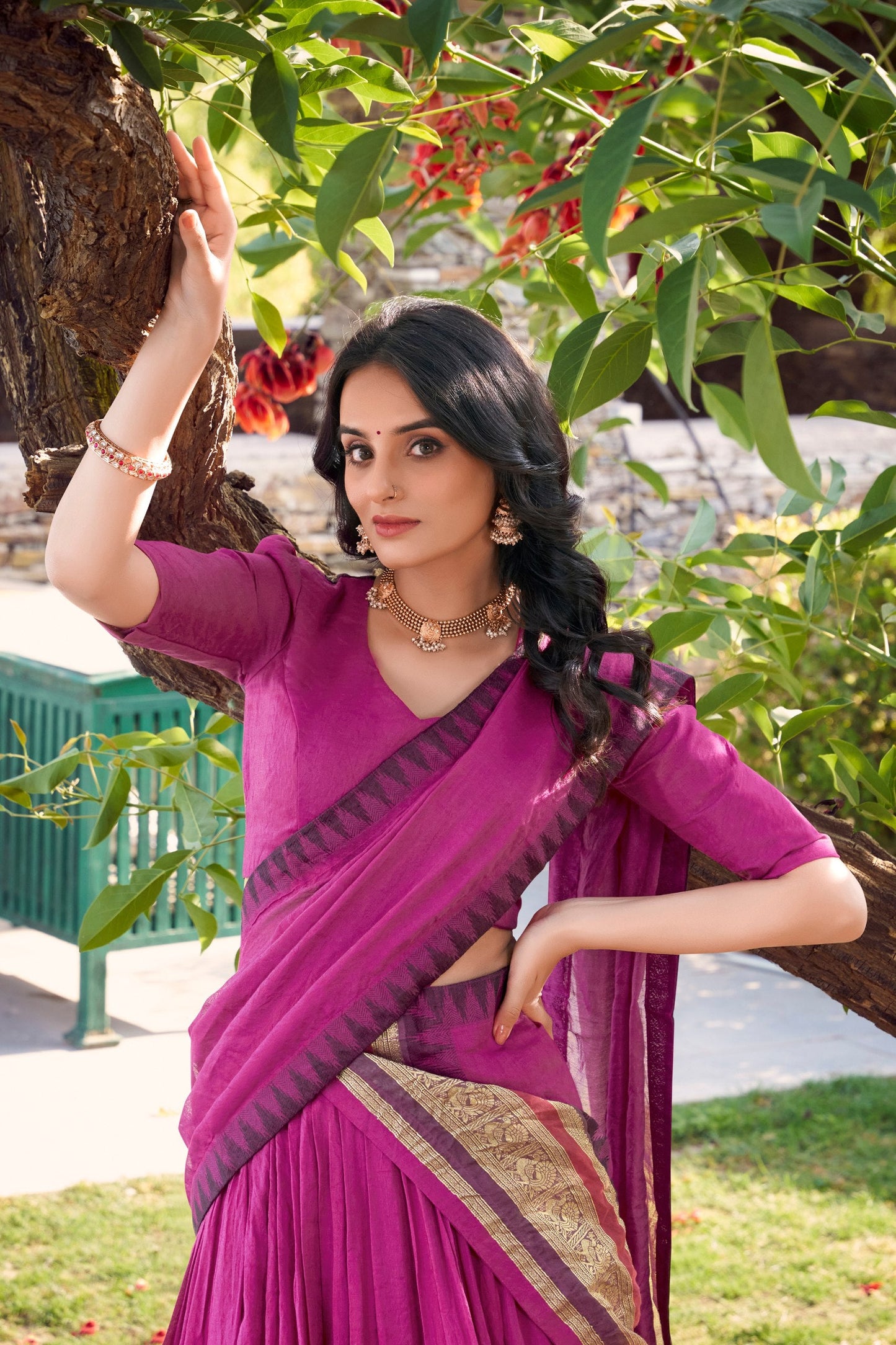 Latest Pink Color Pure Chanderi Plain With Zari Weaving Work Border Lehenga Choli