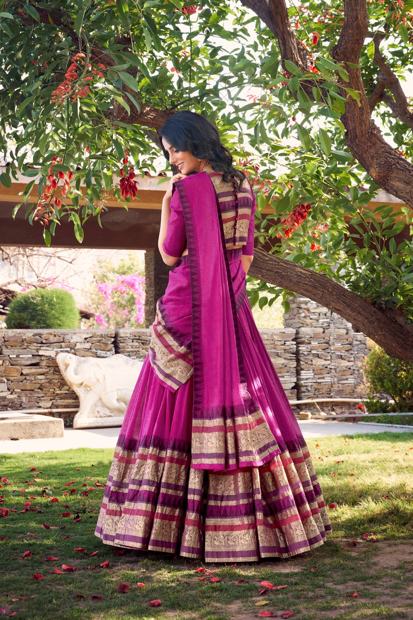 Latest Pink Color Pure Chanderi Plain With Zari Weaving Work Border Lehenga Choli