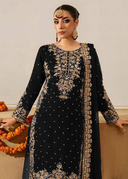 Function Wear Black Color Velvet Embroidered Pakistani Suit Set