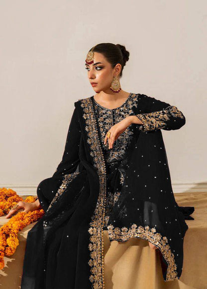 Function Wear Black Color Velvet Embroidered Pakistani Suit Set