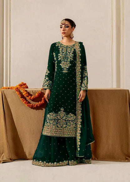 Function Wear Green Color Velvet Embroidered Pakistani Suit Set
