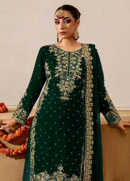Function Wear Green Color Velvet Embroidered Pakistani Suit Set