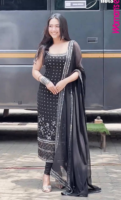 Gorgeous Black Color Embroidered Designer Salwar Suit