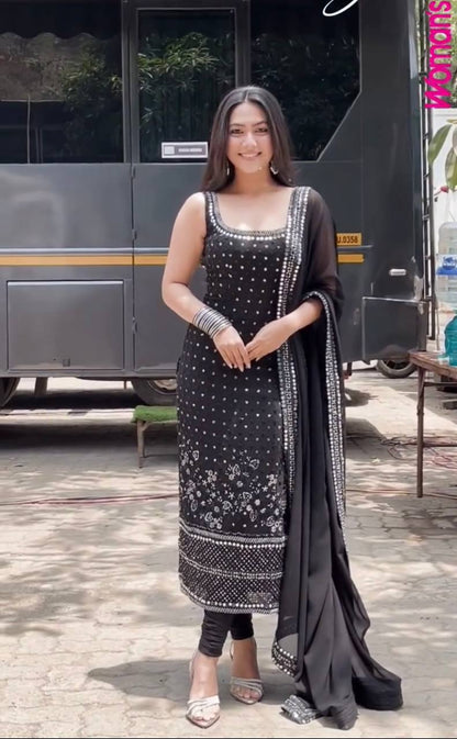 Gorgeous Black Color Embroidered Designer Salwar Suit
