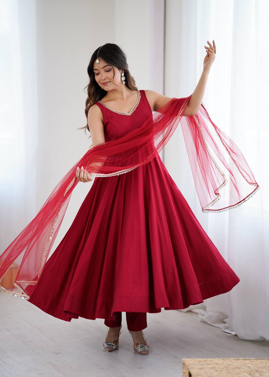 Designer Maroon Color Arti Chauhan Wear Anarkali Gown
