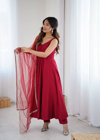 Designer Maroon Color Arti Chauhan Wear Anarkali Gown