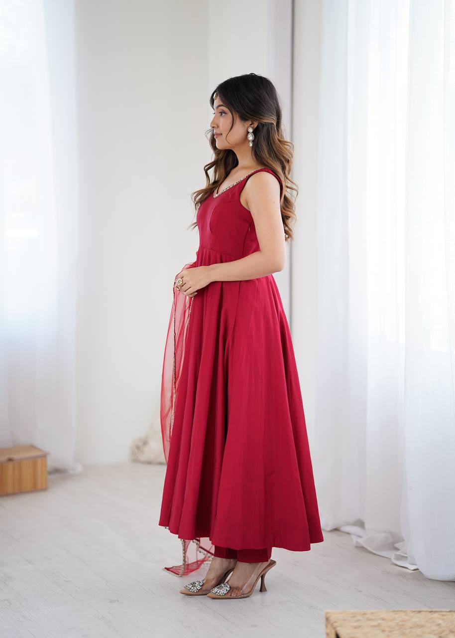 Designer Maroon Color Arti Chauhan Wear Anarkali Gown