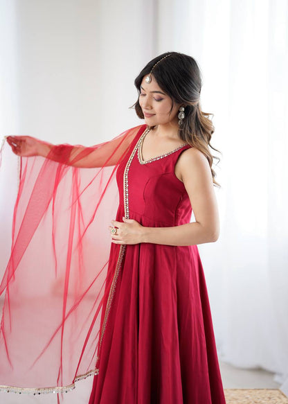 Designer Maroon Color Arti Chauhan Wear Anarkali Gown
