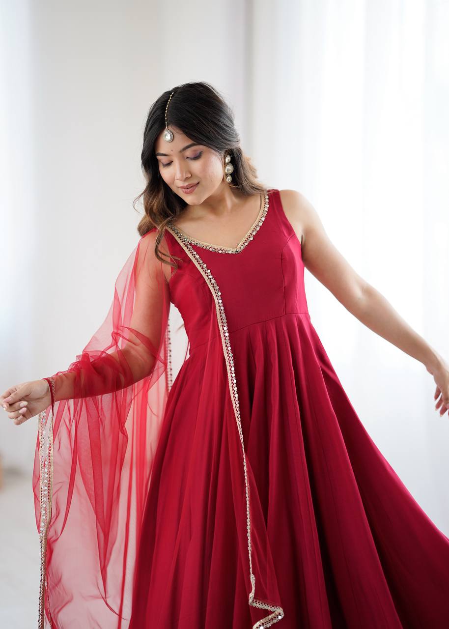 Designer Maroon Color Arti Chauhan Wear Anarkali Gown