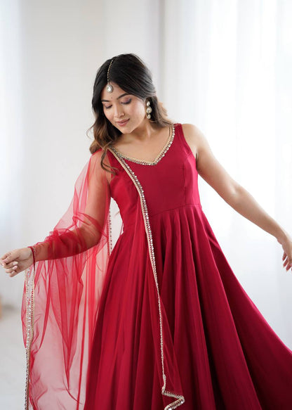 Designer Maroon Color Arti Chauhan Wear Anarkali Gown