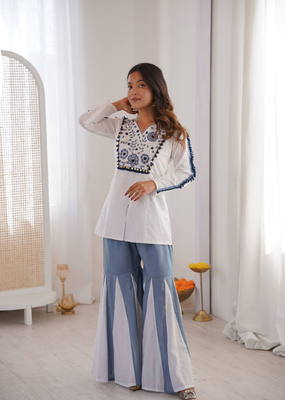 Festival Wear Designer Real Mirror Work Arti Chauhan Co-Ord Set