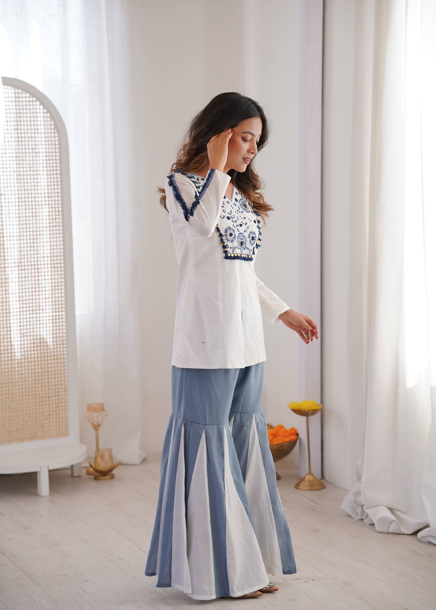 Festival Wear Designer Real Mirror Work Arti Chauhan Co-Ord Set