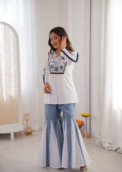 Festival Wear Designer Real Mirror Work Arti Chauhan Co-Ord Set