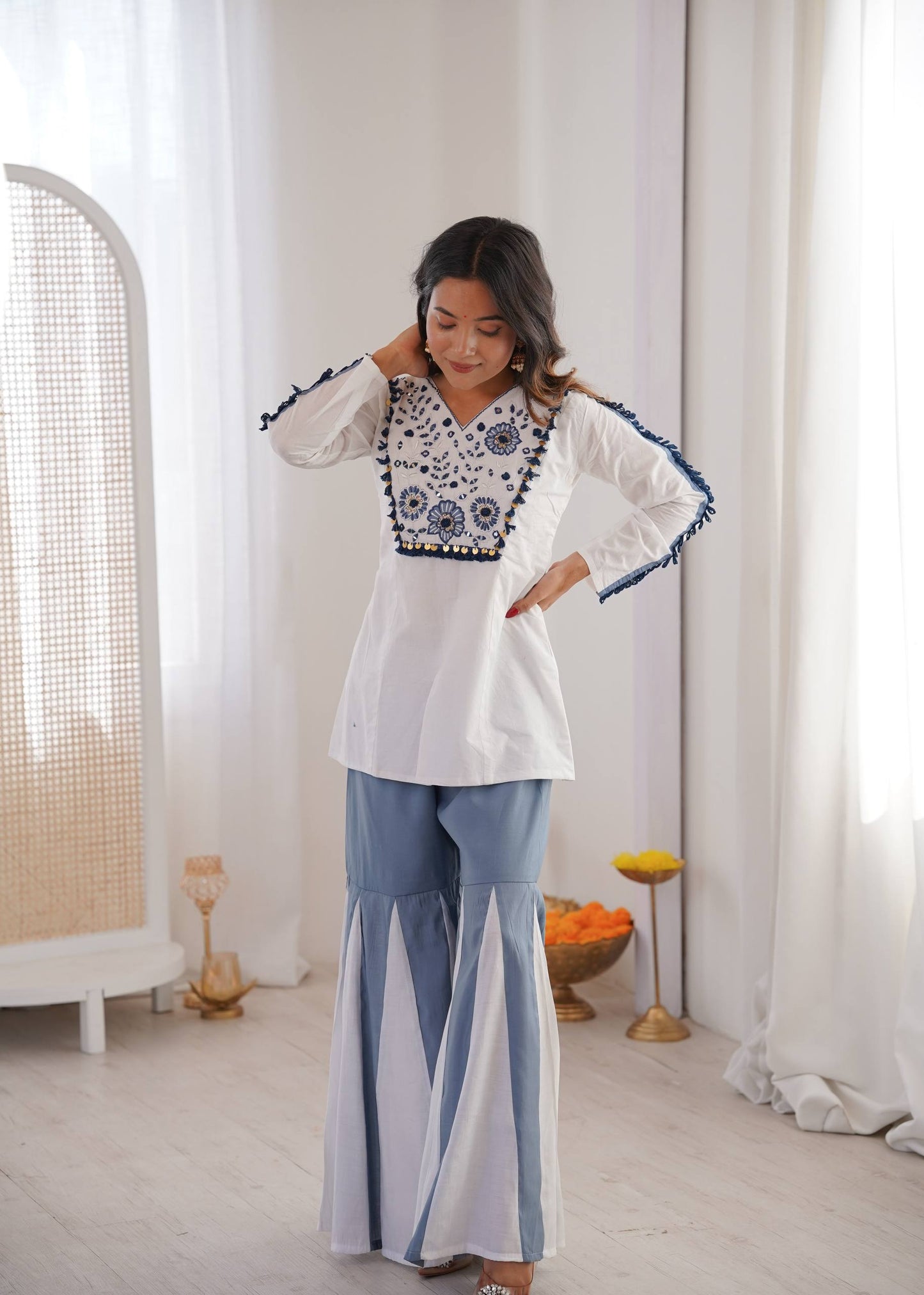 Festival Wear Designer Real Mirror Work Arti Chauhan Co-Ord Set