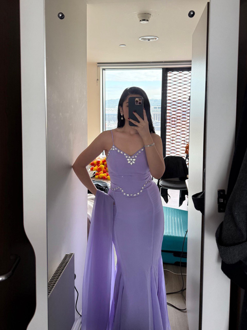 Elegant Lavender Color Diamond Work Georgette Fish Cut Lehenga