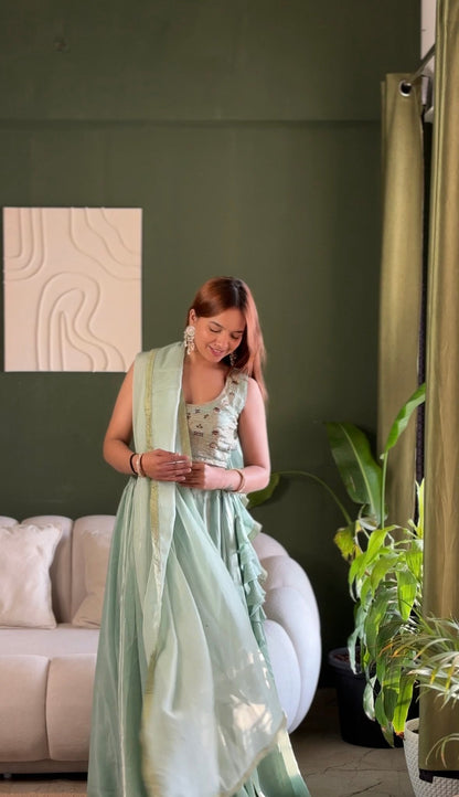 Gorgeous Green Color Embroidered Lehenga Choli