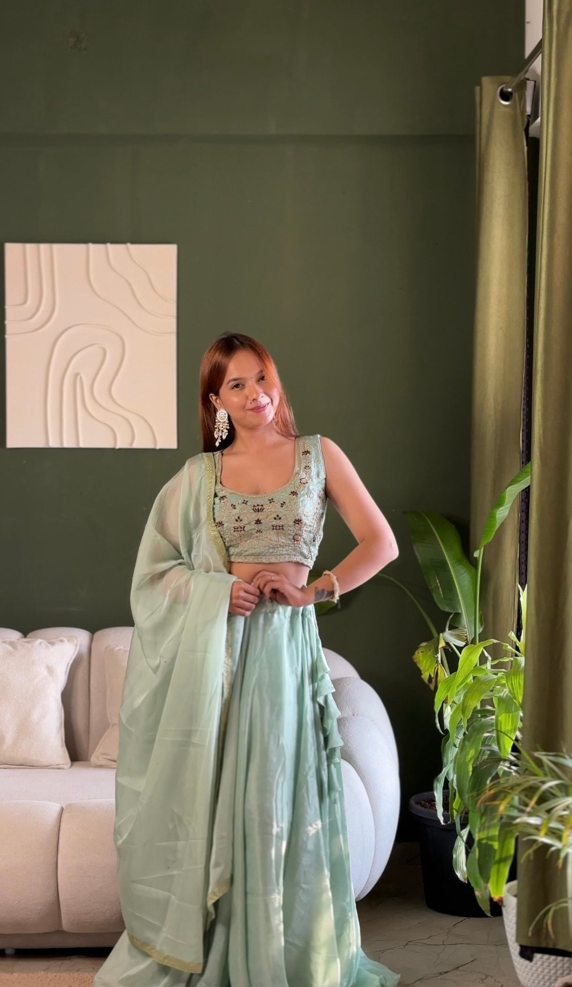 Gorgeous Green Color Embroidered Lehenga Choli