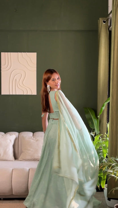 Gorgeous Green Color Embroidered Lehenga Choli