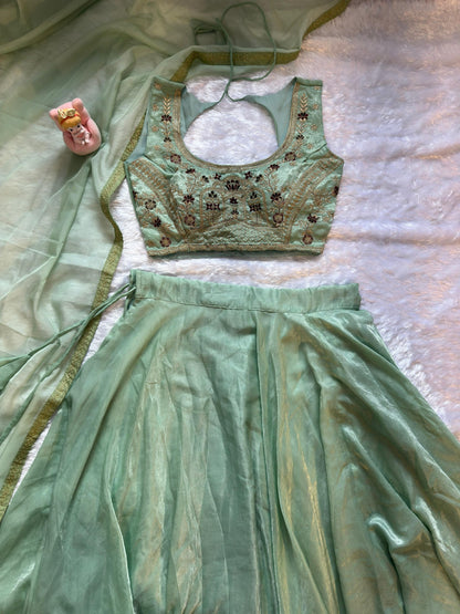 Gorgeous Green Color Embroidered Lehenga Choli