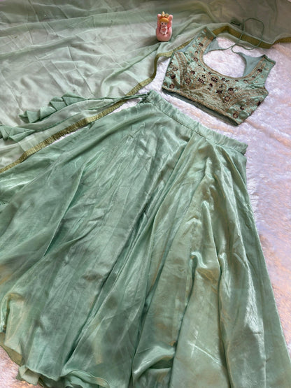 Gorgeous Green Color Embroidered Lehenga Choli