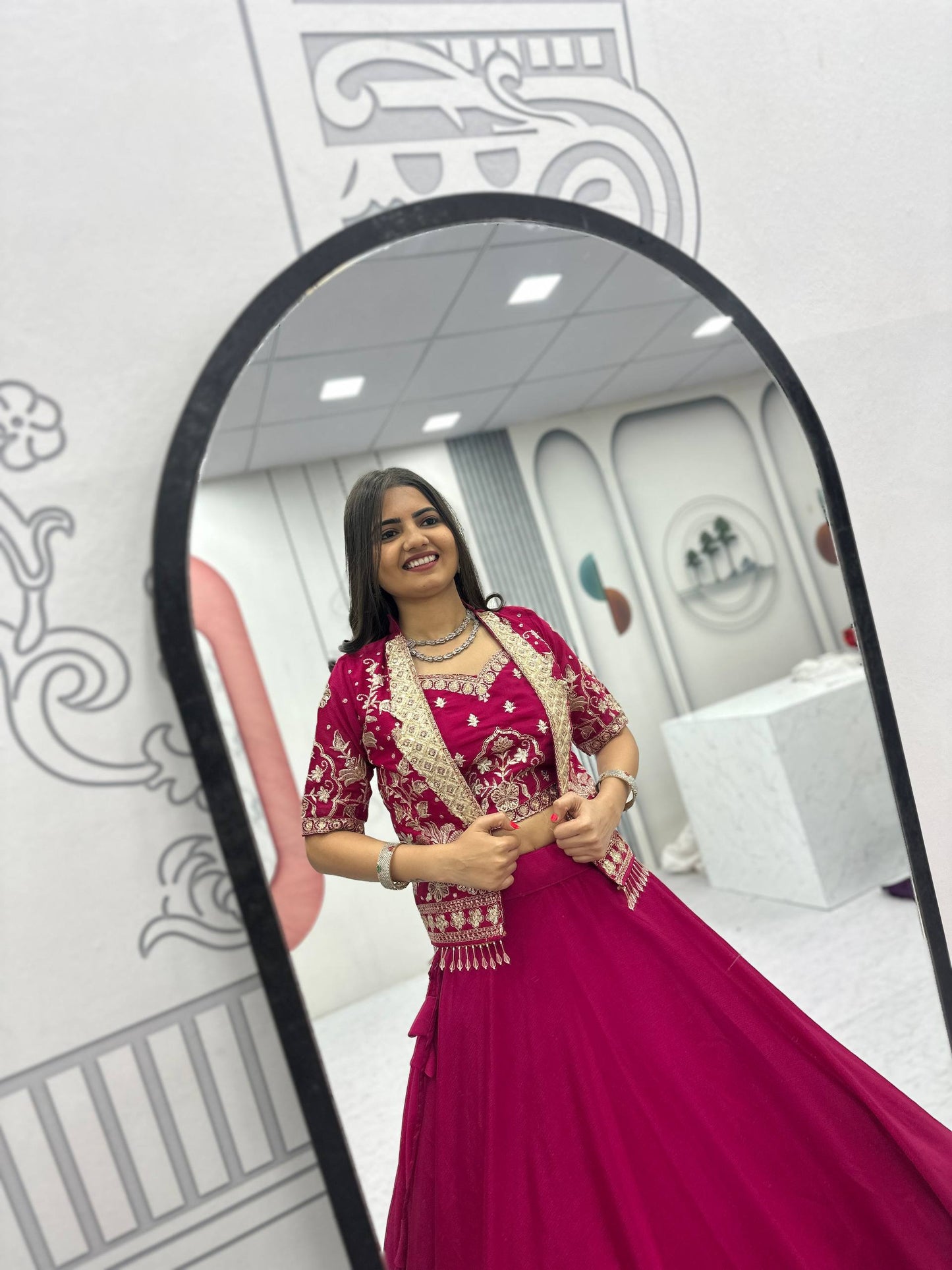 Party Wear Pink Color Sequence Embroidered Lehenga Choli Set