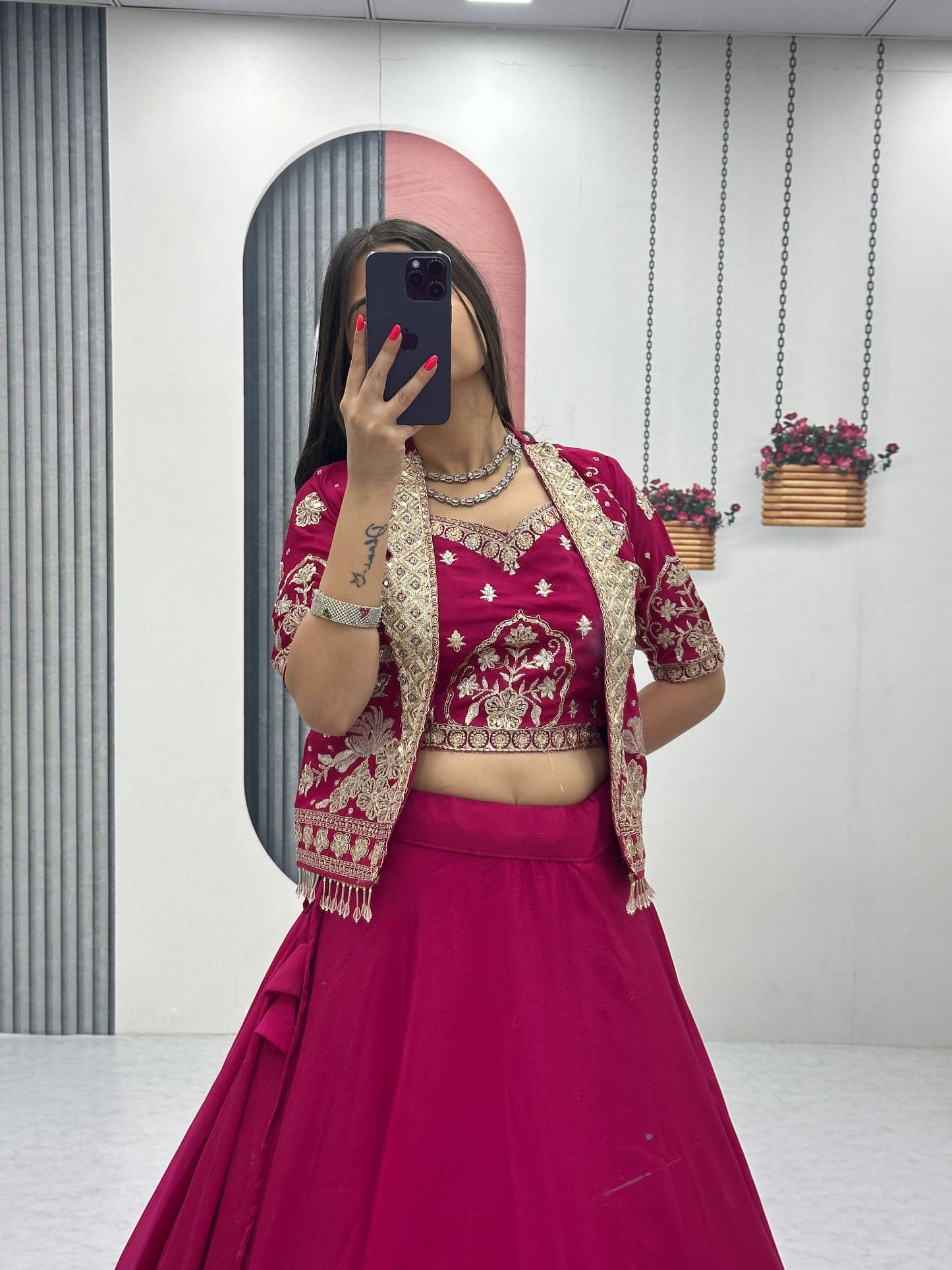Party Wear Pink Color Sequence Embroidered Lehenga Choli Set