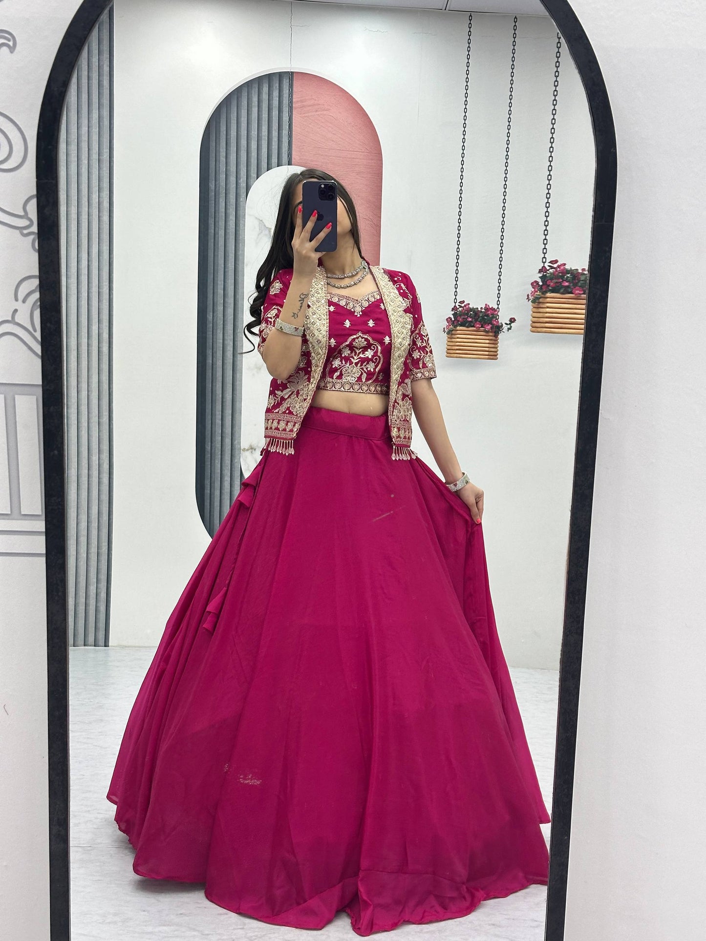 Party Wear Pink Color Sequence Embroidered Lehenga Choli Set