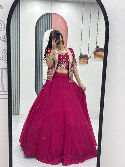 Party Wear Pink Color Sequence Embroidered Lehenga Choli Set