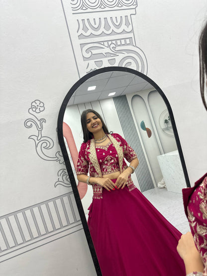 Party Wear Pink Color Sequence Embroidered Lehenga Choli Set
